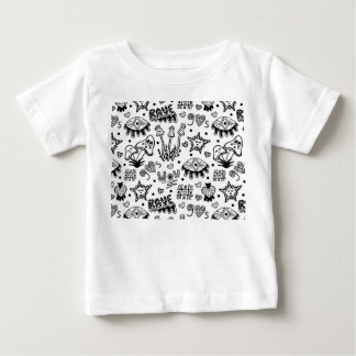 Camiseta Para Bebê Padrão contínuo desenhado à mão psicodélico de lin
