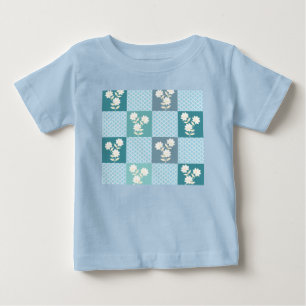 Camiseta Para Bebê Padrão contínuo xadrez floral elegante em So