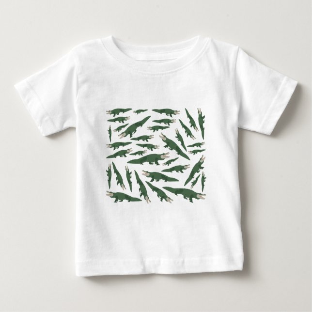 Camiseta Para Bebê Padrão Crocodilo de Alligador Cuto (Frente)