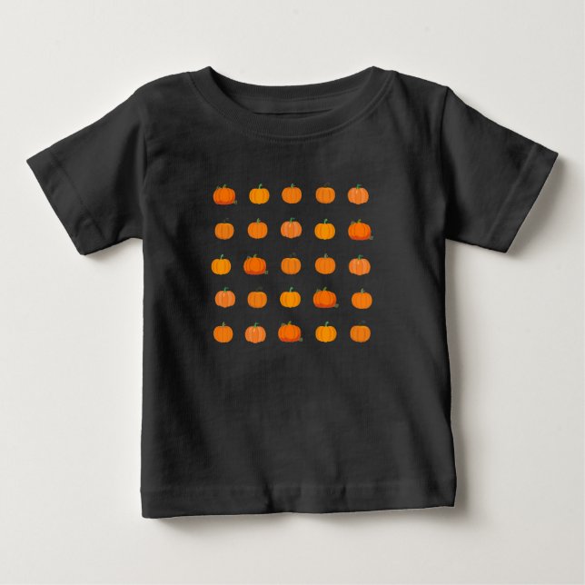 Camiseta Para Bebê Padrão de Abóboras Laranja (Frente)