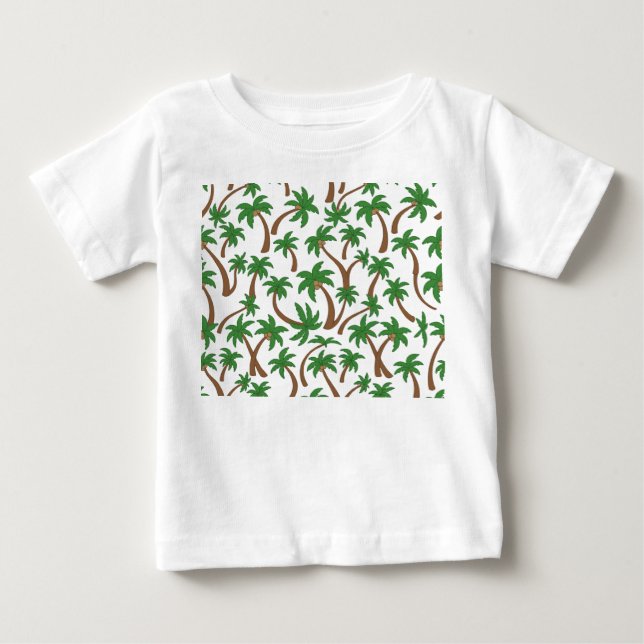 Camiseta Para Bebê padrão de árvore de cocos (Frente)