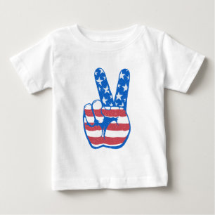 Camiseta Para Bebê Padrão de Bandeira da Peace American