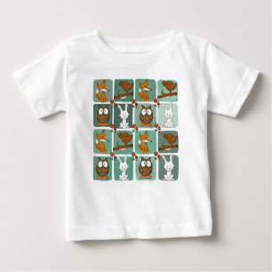 Camiseta Para Bebê Padrão de Bloqueio de Animais da Floresta