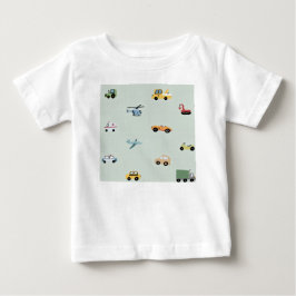 Camiseta Para Bebê Padrão de Carro de Transporte Fofo para Meninos Cr