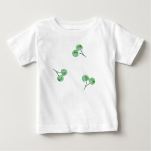 Camiseta Para Bebê Padrão de Cereja Verde