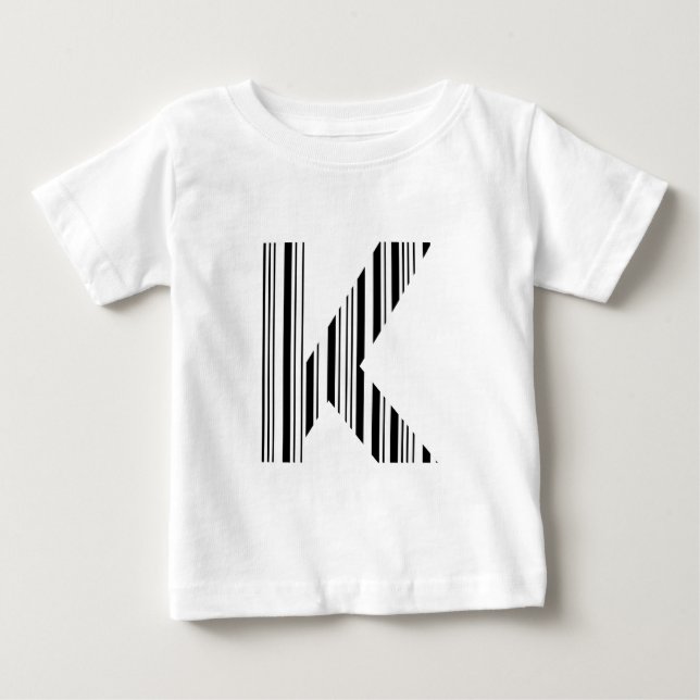 Camiseta Para Bebê Padrão de código de barras da primeira inicial do  (Frente)