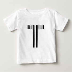 Camiseta Para Bebê Padrão de código de barras da primeira inicial do 