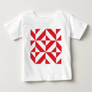 Camiseta Para Bebê Padrão de Cubo de Deco Geométrico Cerery Red