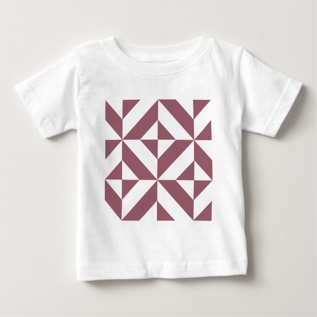 Camiseta Para Bebê Padrão de Cubo de Deco Geométrico de Plum (Frente)