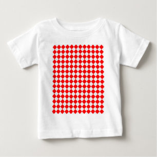 Camiseta Para Bebê Padrão de Diamante Vermelho e Branco por Shirley