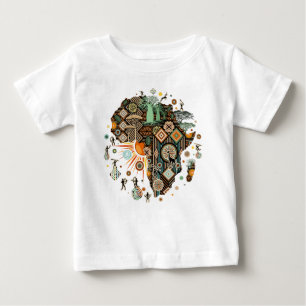 Camiseta Para Bebê Padrão de Elementos Tribais Decorativos do Mapa da