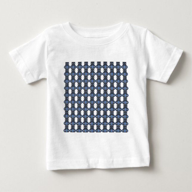 Camiseta Para Bebê Padrão de escaravelho Abstrato Azul do Mod Retro (Frente)