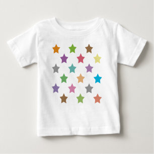 Camiseta Para Bebê Padrão de estrelas coloridas