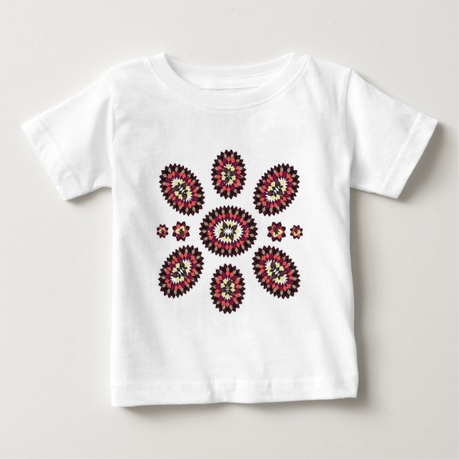 Camiseta Para Bebê Padrão de Flor Mandala (Frente)