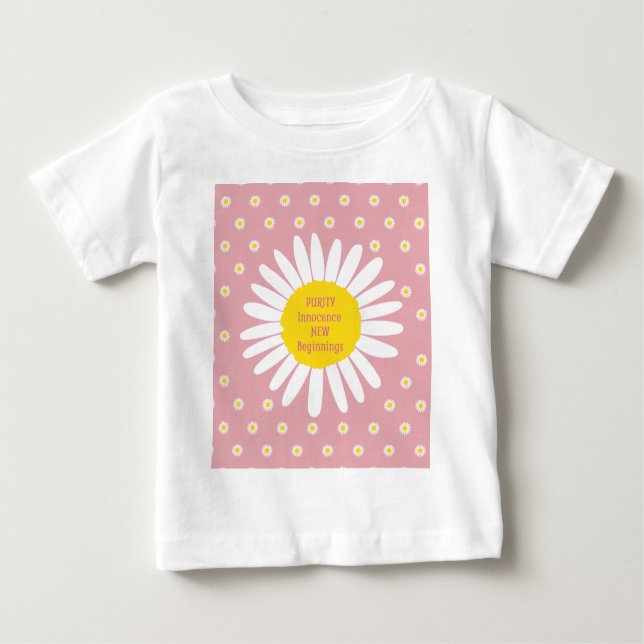 Camiseta Para Bebê Padrão de flor margarida - Pureza, citação de inoc (Frente)