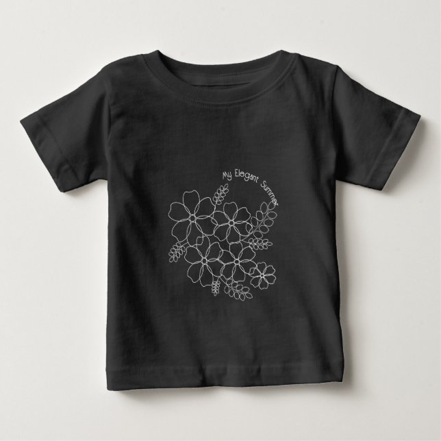 Camiseta Para Bebê Padrão de flores de verão simples e elegante (Frente)