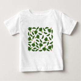 Camiseta Para Bebê Padrão de Folhas de Espinafre Verde