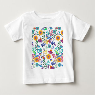 Camiseta Para Bebê Padrão De Fundo Floral Exótico Colorido-23145