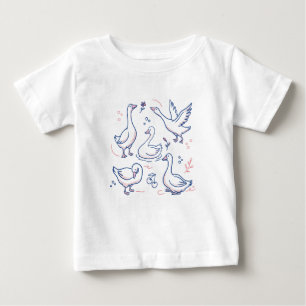 Camiseta Para Bebê Padrão de Ganso Engraçado