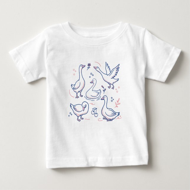 Camiseta Para Bebê Padrão de Ganso Engraçado (Frente)