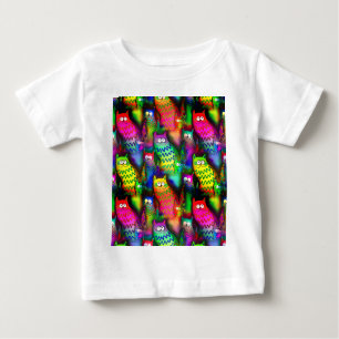 Camiseta Para Bebê Padrão de gatos coloridos-57578