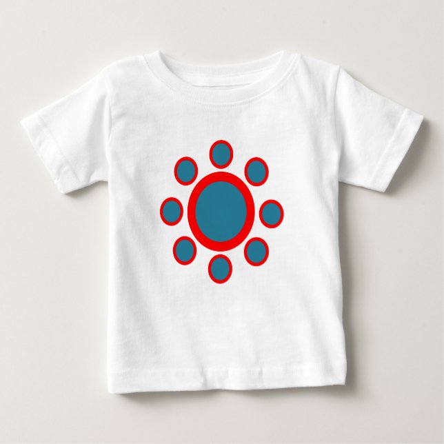 Camiseta Para Bebê padrão de hena circular vermelha e azul (Frente)