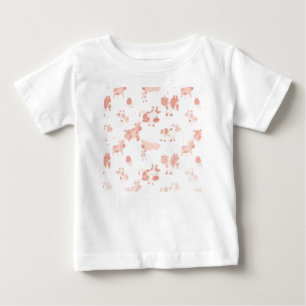 Camiseta Para Bebê Padrão de Impressão de Vaca Rosa Impressão de An