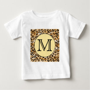 Camiseta Para Bebê Padrão de impressão do Leopard do Monograma Person