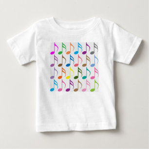 Camiseta Para Bebê Padrão de notas musicais coloridas