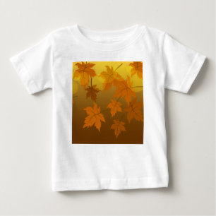 Camiseta Para Bebê Padrão de outono com folhas de carapaça e boque em