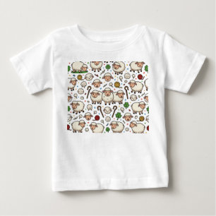 Camiseta Para Bebê padrão de ovelhas