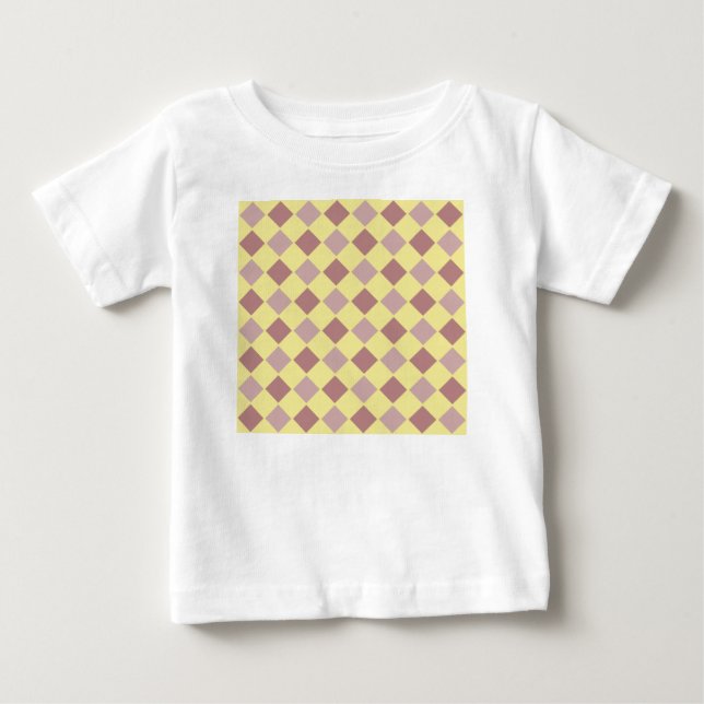 Camiseta Para Bebê Padrão de pastel amarelo e mauve (Frente)