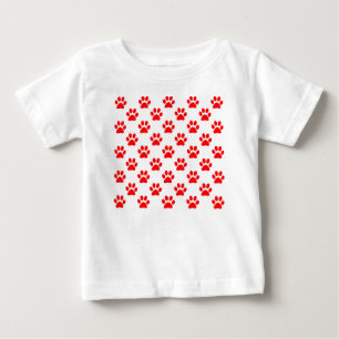 Camiseta Para Bebê Padrão de patas de cachorrinhos vermelhos