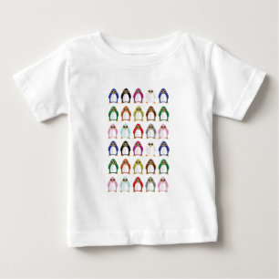 Camiseta Para Bebê Padrão de Pinguim Colorido – Animal Arco-íris Ador