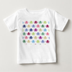 Camiseta Para Bebê Padrão de polvo colorido
