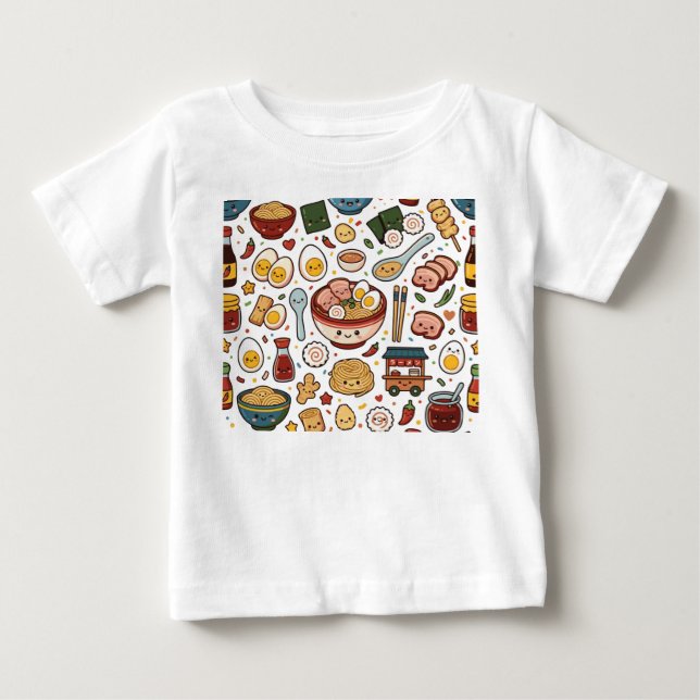 Camiseta Para Bebê padrão de ramen (Frente)