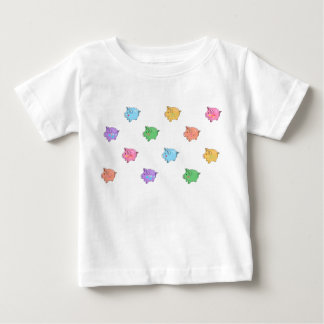 Camiseta Para Bebê Padrão de Suíno de Pastel