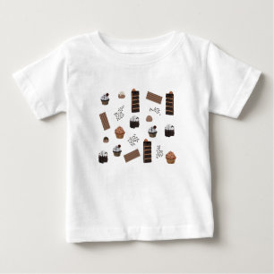 Camiseta Para Bebê Padrão de Tema de Chocolate