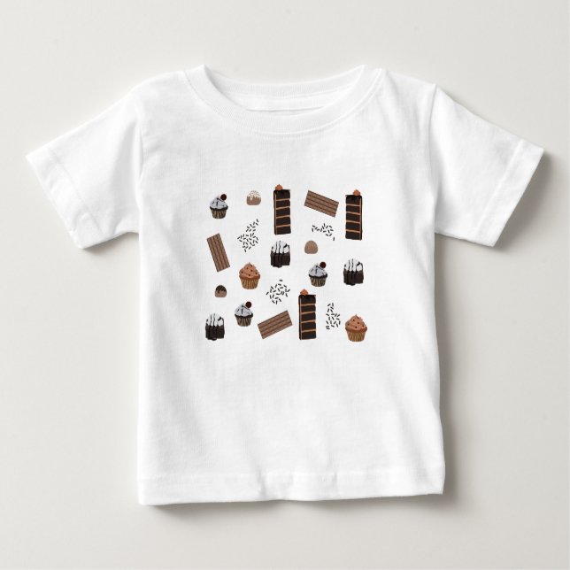 Camiseta Para Bebê Padrão de Tema de Chocolate (Frente)