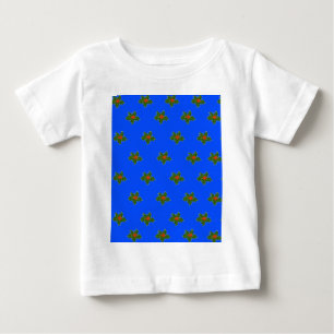 Camiseta Para Bebê Padrão decorativo de Natal Holly em azul