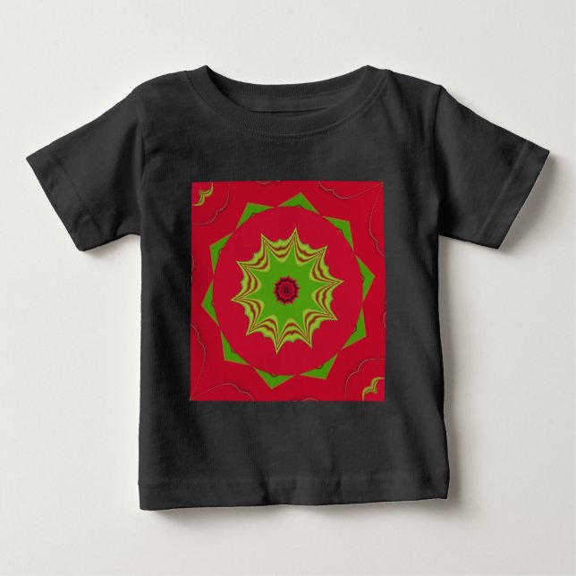 Camiseta Para Bebê padrão étnico africano vermelho (Frente)