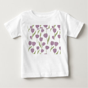 Camiseta Para Bebê Padrão Floral de Tulipa Roxa