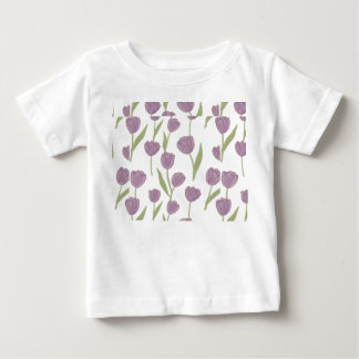 Camiseta Para Bebê Padrão Floral de Tulipa Roxa