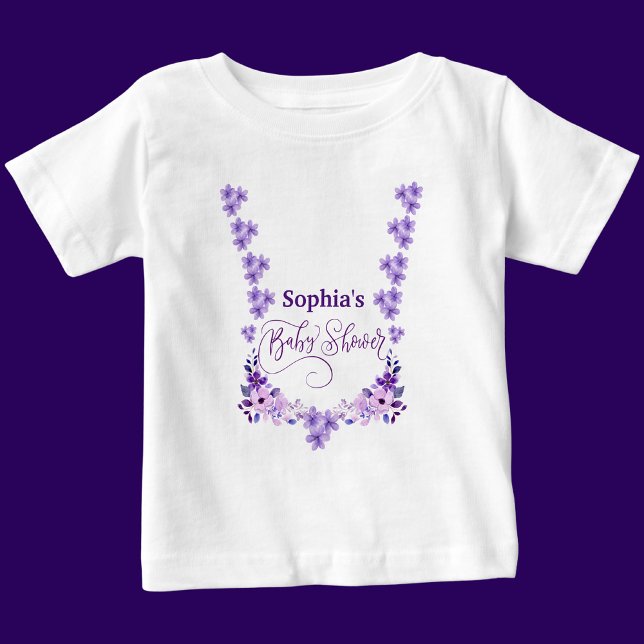 Camiseta Para Bebê Padrão Floral do Chá de fraldas Cute Personalizado (Criador carregado)