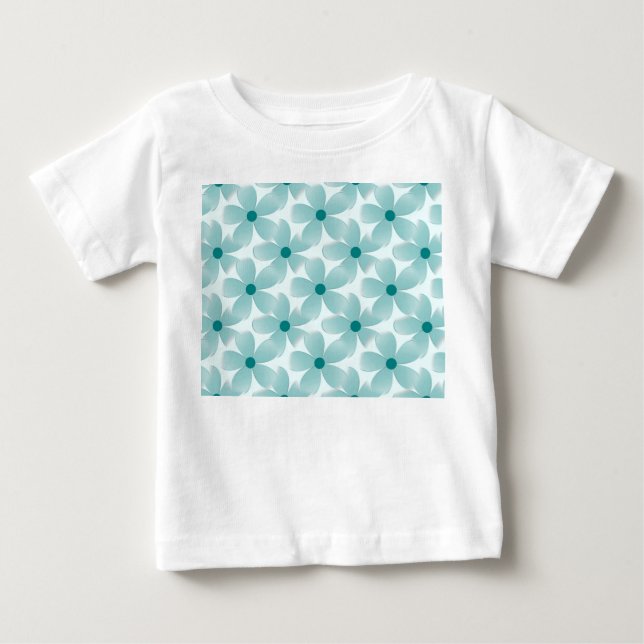 Camiseta Para Bebê Padrão floral verde. (Frente)