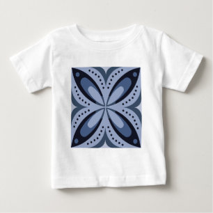 Camiseta Para Bebê Padrão Geométrico Azul Estilo Retro