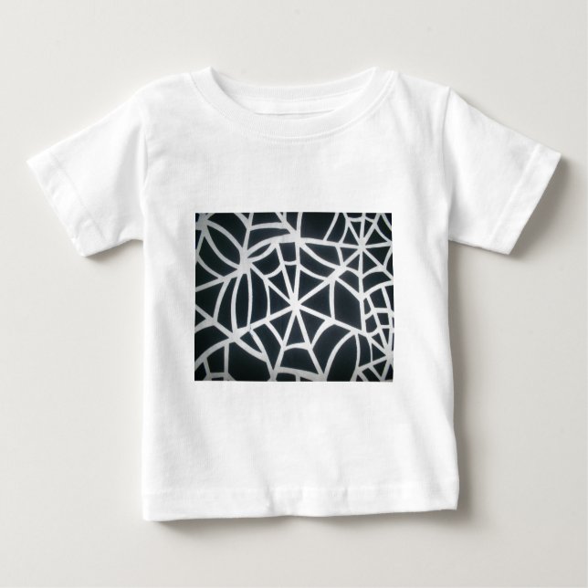 Camiseta Para Bebê Padrão Geométrico de Aranha Branca e Preta (Frente)