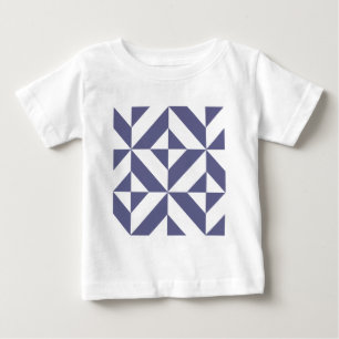Camiseta Para Bebê Padrão Geométrico de Deco Azul-Meia-Noite