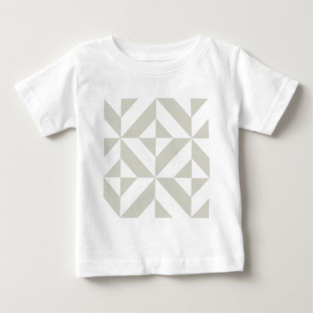 Camiseta Para Bebê Padrão Geométrico de Deco de Cinza Média (Frente)