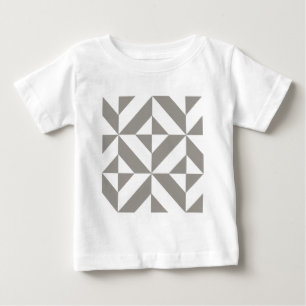 Camiseta Para Bebê Padrão Geométrico Deco Cube da Cinza de Prata